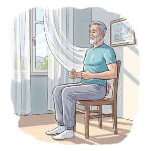 Ilustração de um homem fazendo exercicios de Kegel