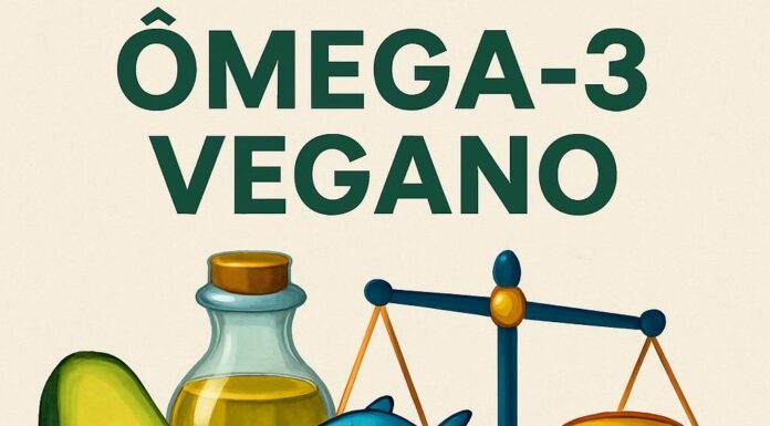 Ômega-3 Vegano: Fontes Alternativas e Eficácia Comparada ao Óleo de Peixe Fontes de Ômega-3 vegano como linhaça, chia, nozes e óleo de algas em uma balança equilibrada com óleo de peixe
