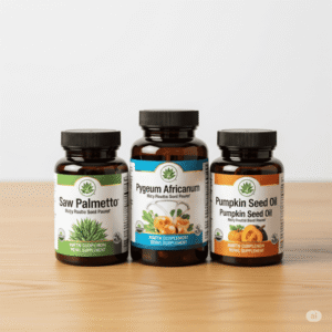 Desenho de suplementos naturais para próstata, como saw palmetto e urtiga